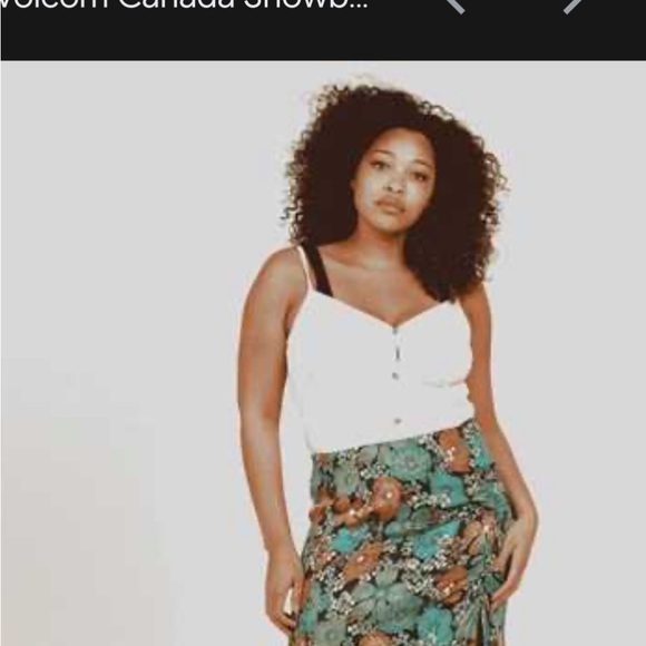 VOLCOM FLORAL BLUE/ORANGE MIDI SKIRT WITH SLIT NWOT SIZE SMALL - Picture 2 of 12